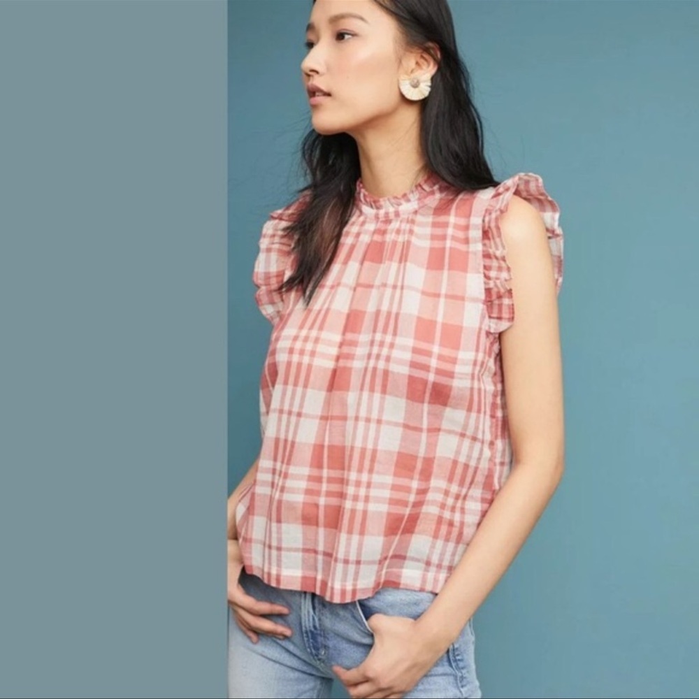 Isabella Sinclair Red Plaid Cotton Crop Top Size Small